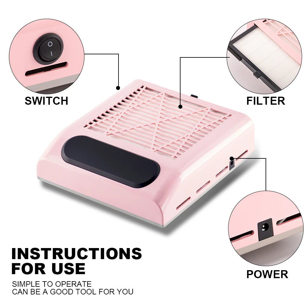 Aspirateur de poussière d’ongles rose